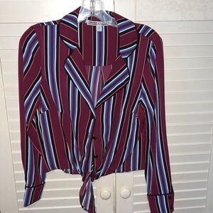 Gypsies & Moondust Vertical stripe button down tie front long sleeve top